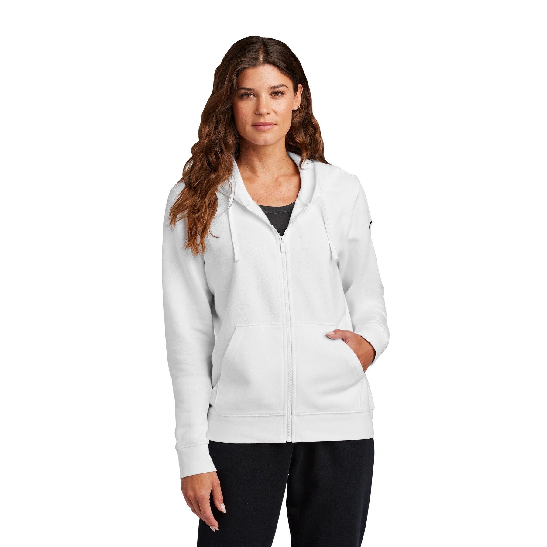 Nike-Nike Women's Club Fleece Sleeve Swoosh Full-Zip Hoodie NKFD9890-MedTech-6